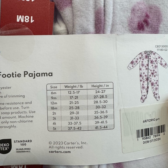 CARTERS fleece footed pajamas - Picture 7 of 7